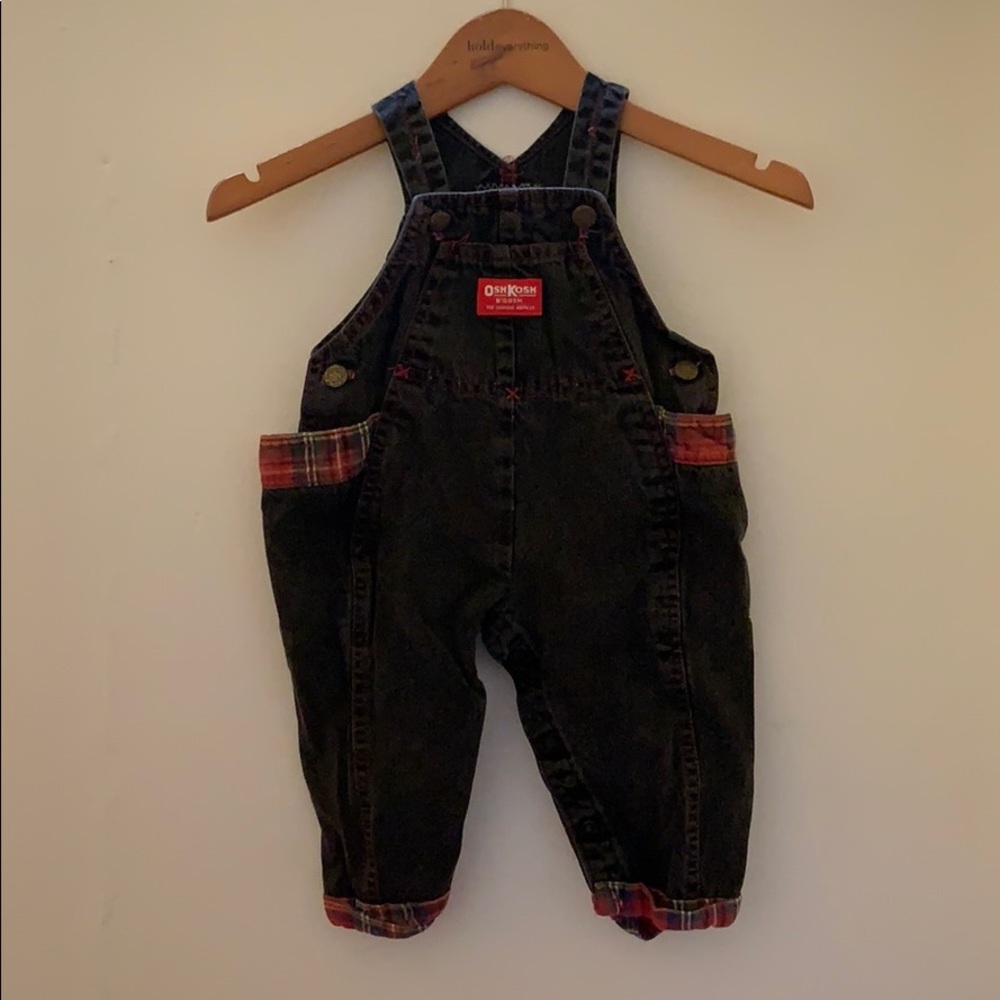 Vintage Black Denim OshKosh Overalls 9-12M